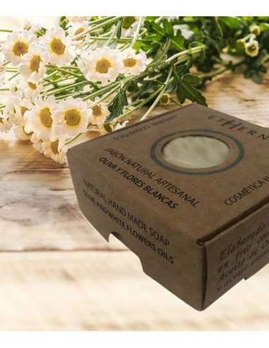 Olive-White Flowers Natural Soap